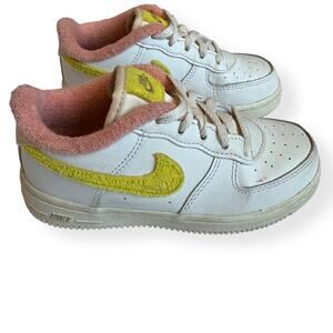Nike Girls Air Force 1 Low TD Sneakers White/Yellow?Pink 10c